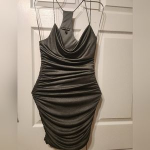 Express ruched dress with cowlneck